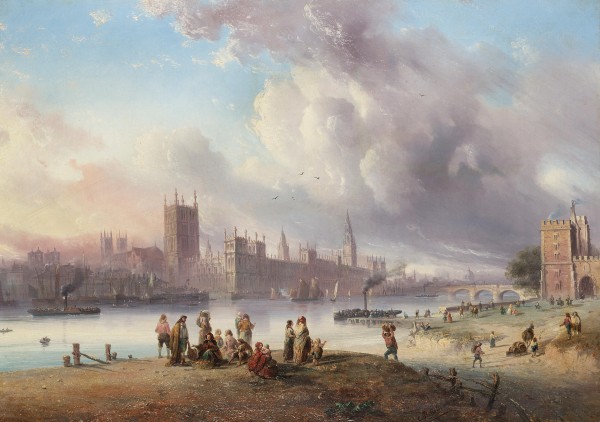 A view of Westminster Palace from Lambeth by Carlo Bossoli